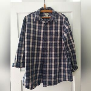 Blue and Green Plaid L.L.Bean Cotton Button Up Size Medium